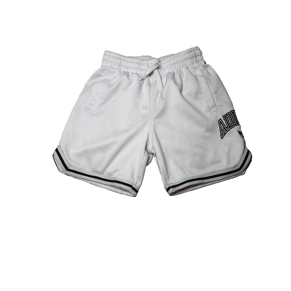 adidas Originals Kids Mesh Basketball Shorts - White/Green Youth Small 9-10Y